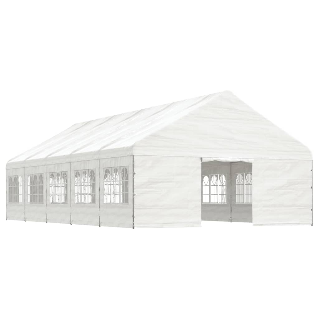 Gazebo con Tetto Bianco 11,15x5,88x3,75 m in Polietilenecod mxl 124311