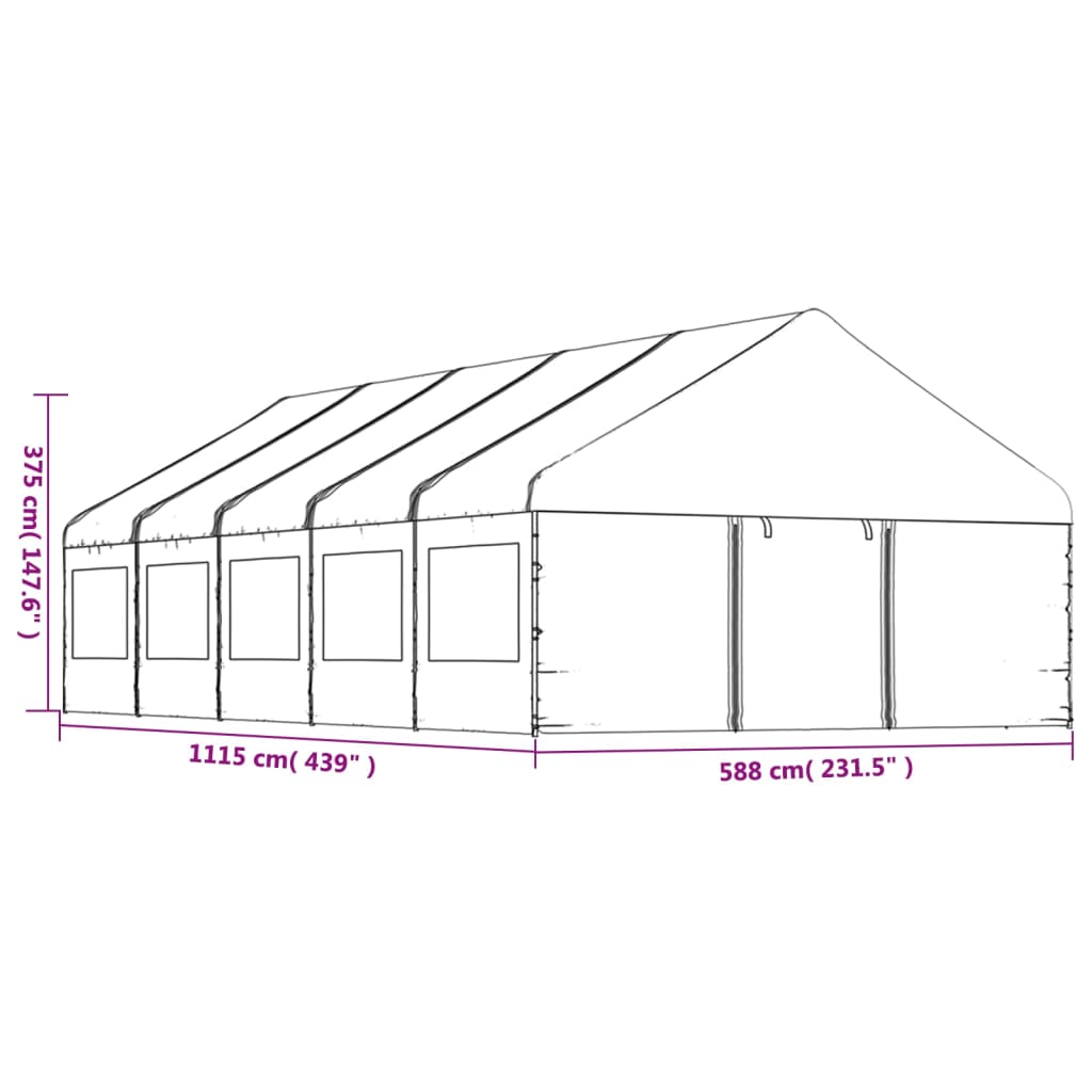 Gazebo con Tetto Bianco 11,15x5,88x3,75 m in Polietilene 3155497