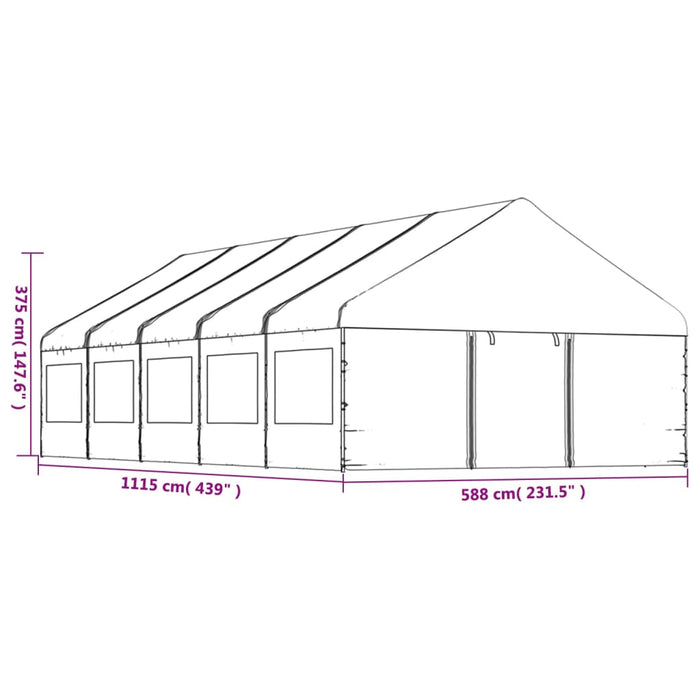 Gazebo con Tetto Bianco 11,15x5,88x3,75 m in Polietilene 3155497