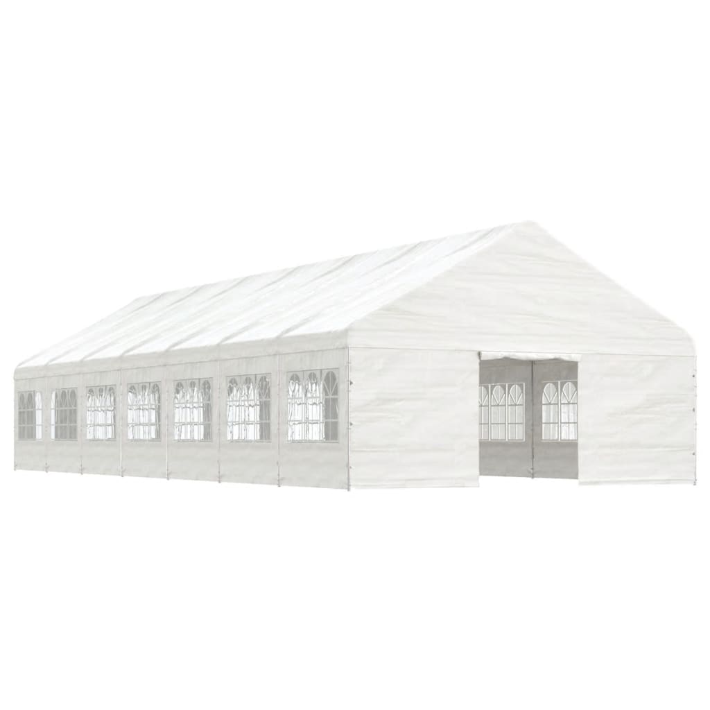 Gazebo con Tetto Bianco 15,61x5,88x3,75 m in Polietilene 3155499