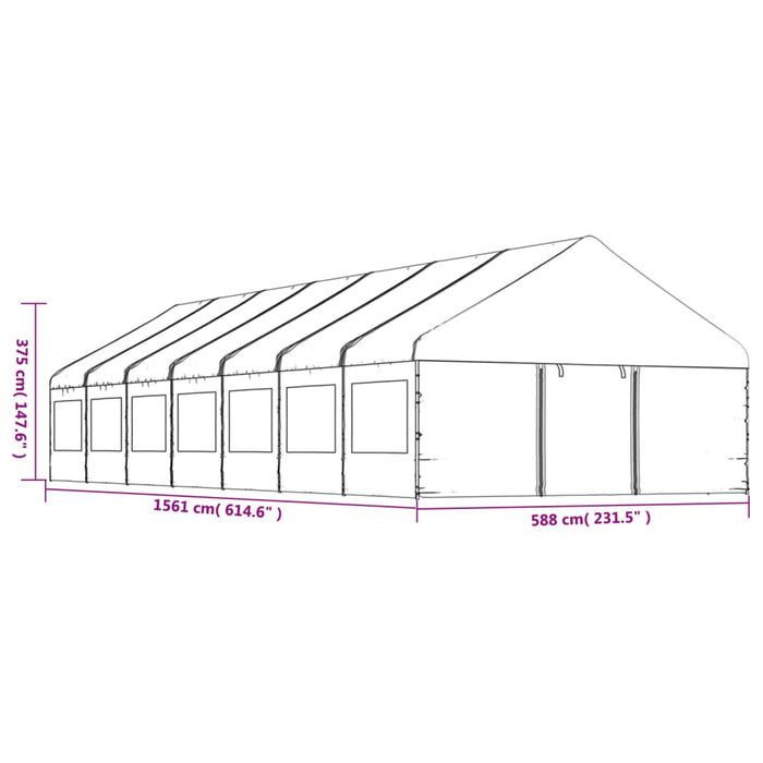 Gazebo con Tetto Bianco 15,61x5,88x3,75 m in Polietilene 3155499