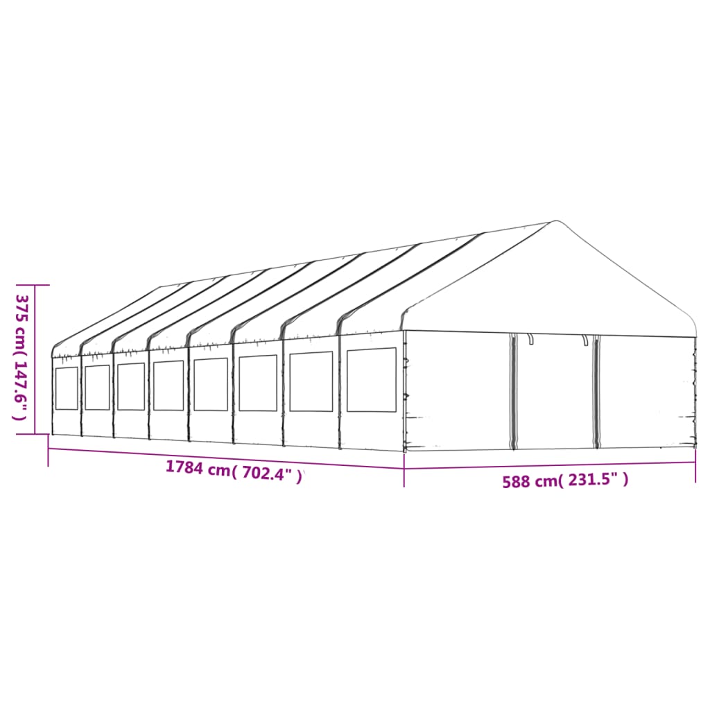 Gazebo con Tetto Bianco 17,84x5,88x3,75 m in Polietilene 3155500