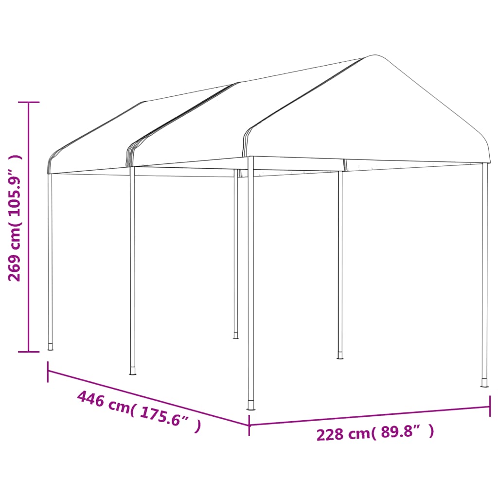 Gazebo con Tetto Bianco 4,46x2,28x2,69 m in Polietilene 3155502