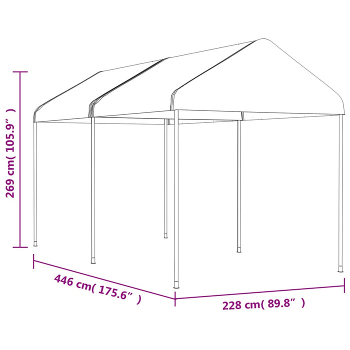 Gazebo con Tetto Bianco 4,46x2,28x2,69 m in Polietilene 3155502