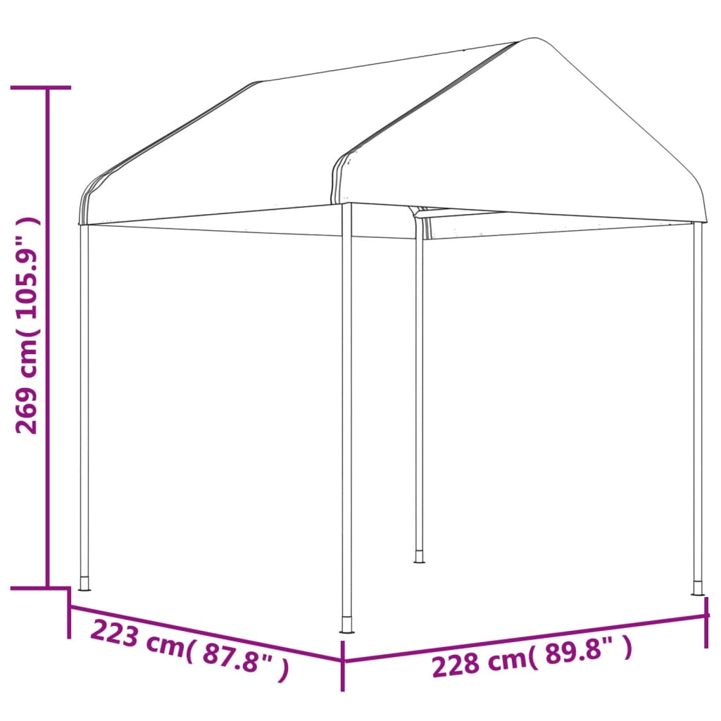 Gazebo con Tetto Bianco 4,46x2,28x2,69 m in Polietilene 3155502