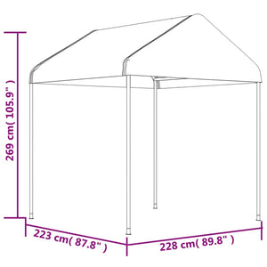 Gazebo con Tetto Bianco 4,46x2,28x2,69 m in Polietilene 3155502