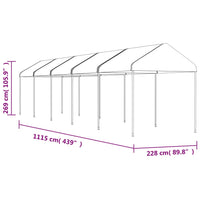 Gazebo con Tetto Bianco 11,15x2,28x2,69 m in Polietilene 3155505