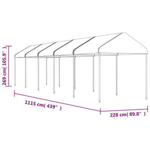 Gazebo con Tetto Bianco 11,15x2,28x2,69 m in Polietilene 3155505