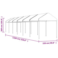 Gazebo con Tetto Bianco 13,38x2,28x2,69 m in Polietilene 3155506