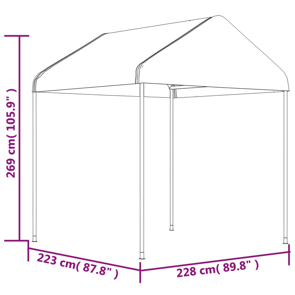 Gazebo con Tetto Bianco 13,38x2,28x2,69 m in Polietilene 3155506