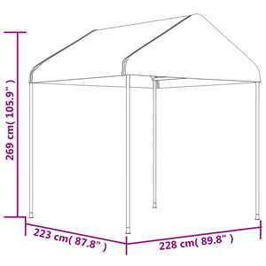 Gazebo con Tetto Bianco 13,38x2,28x2,69 m in Polietilene 3155506