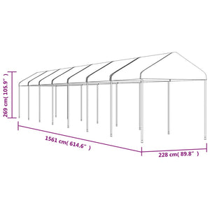 Gazebo con Tetto Bianco 15,61x2,28x2,69 m in Polietilene 3155507