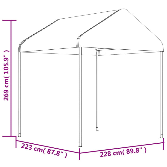 Gazebo con Tetto Bianco 20,07x2,28x2,69 m in Polietilene 3155509