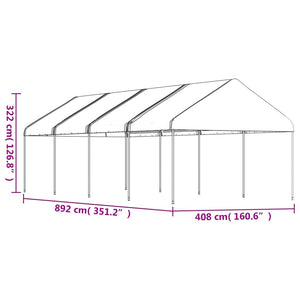 Gazebo con Tetto Bianco 8,92x4,08x3,22 m in Polietilene 3155512