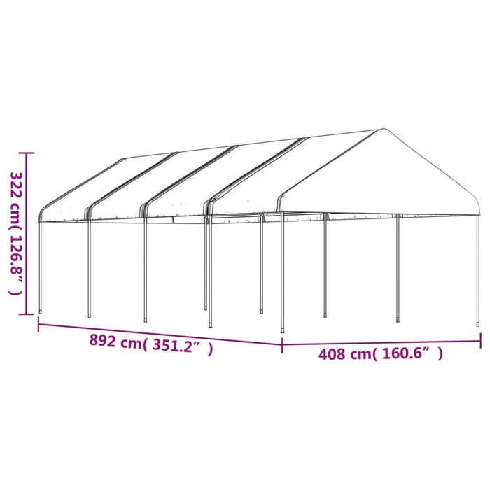 Gazebo con Tetto Bianco 8,92x4,08x3,22 m in Polietilene 3155512