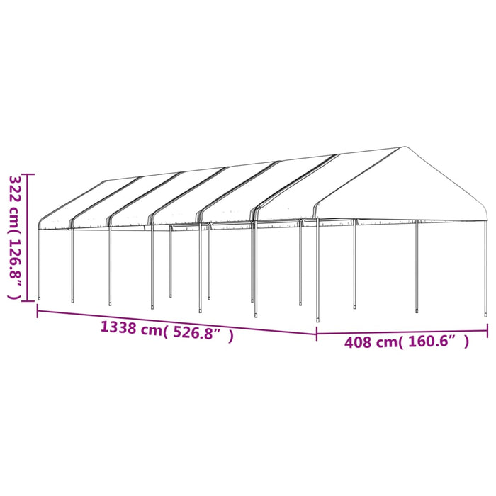 Gazebo con Tetto Bianco 13,38x4,08x3,22 m in Polietilene 3155514