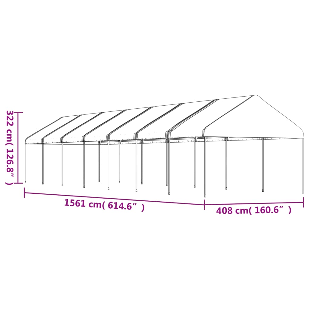 Gazebo con Tetto Bianco 15,61x4,08x3,22 m in Polietilene 3155515