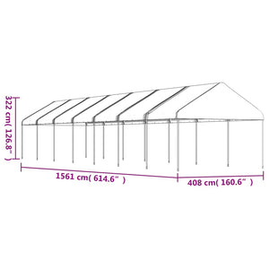 Gazebo con Tetto Bianco 15,61x4,08x3,22 m in Polietilene 3155515