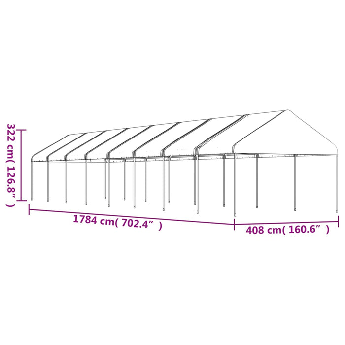 Gazebo con Tetto Bianco 17,84x4,08x3,22 m in Polietilene 3155516