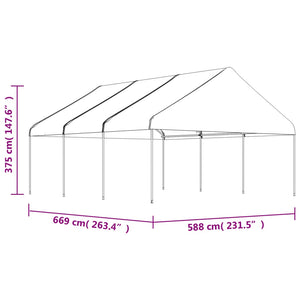 Gazebo con Tetto Bianco 6,69x5,88x3,75 m in Polietilene 3155519