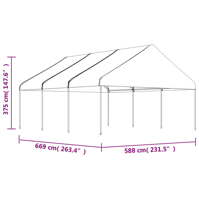 Gazebo con Tetto Bianco 6,69x5,88x3,75 m in Polietilene 3155519