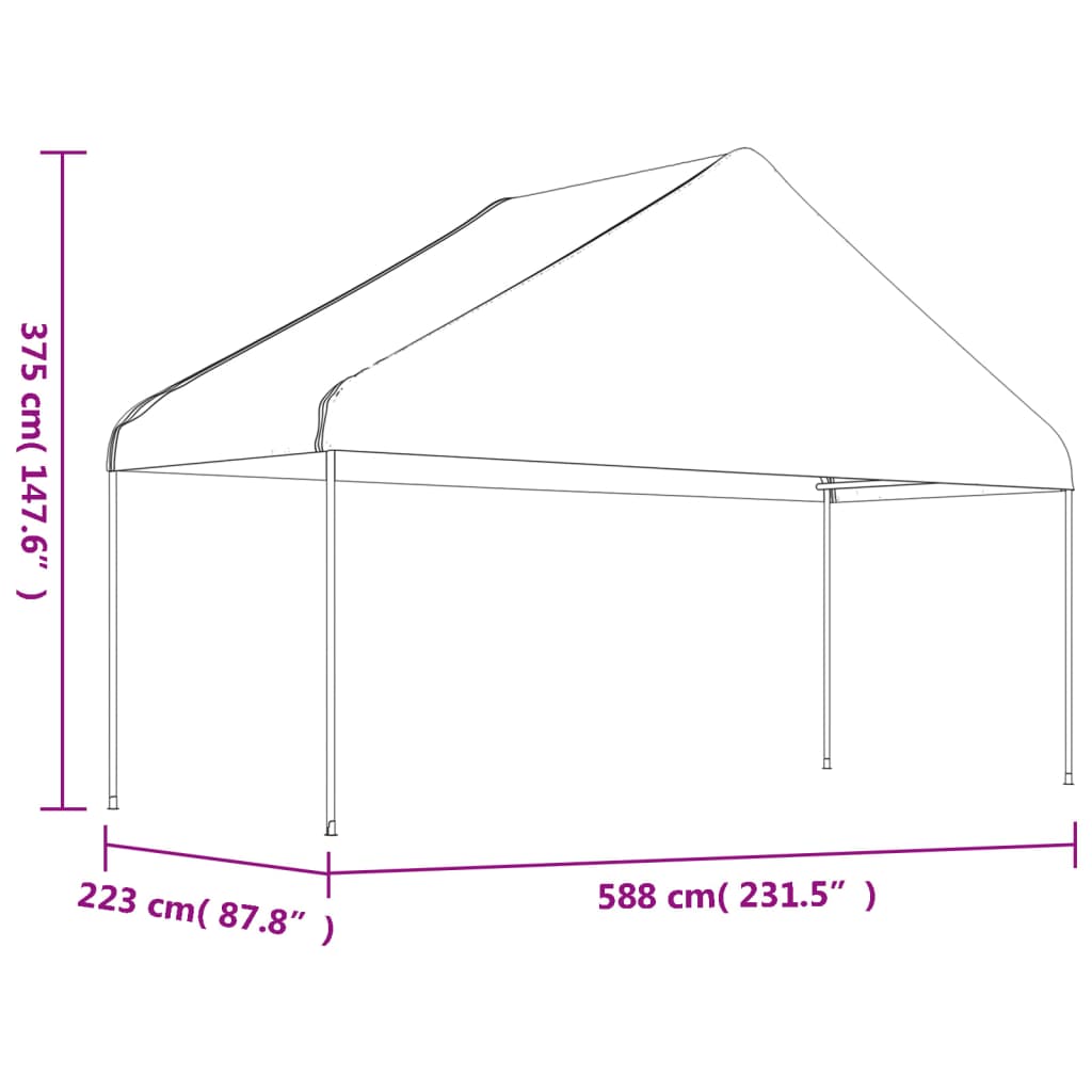 Gazebo con Tetto Bianco 6,69x5,88x3,75 m in Polietilene 3155519