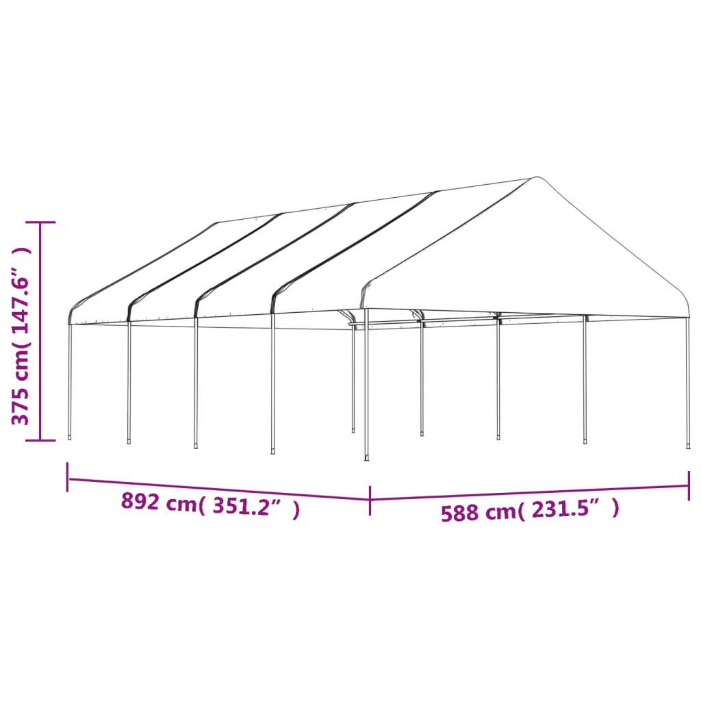 Gazebo con Tetto Bianco 8,92x5,88x3,75 m in Polietilene 3155520