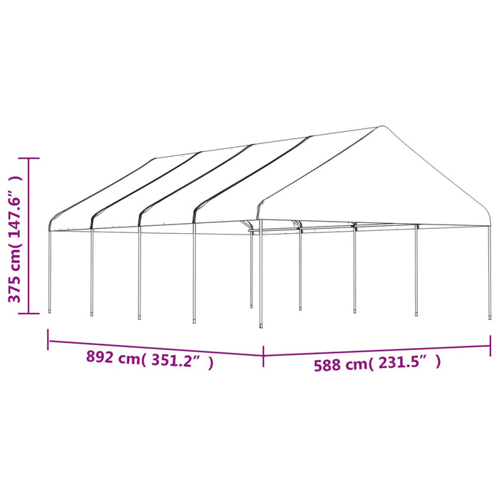 Gazebo con Tetto Bianco 8,92x5,88x3,75 m in Polietilene 3155520