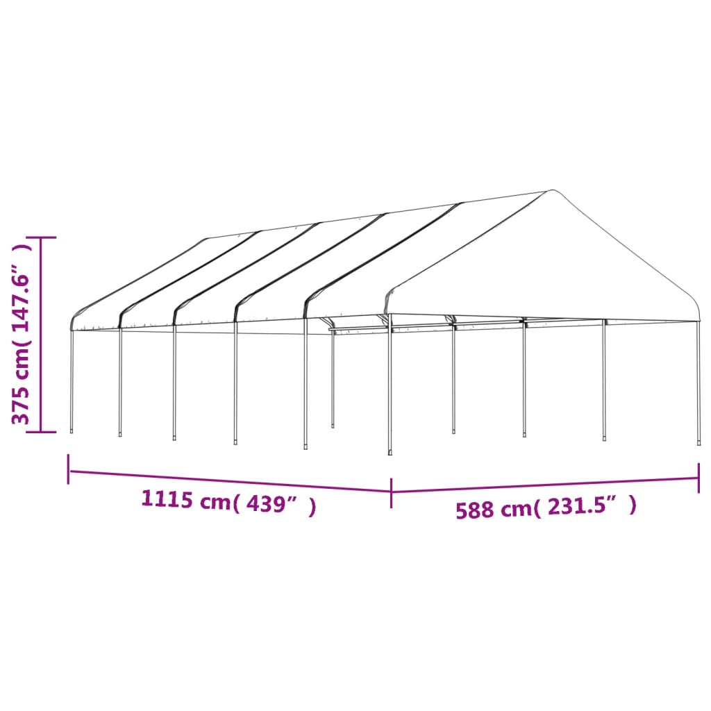 Gazebo con Tetto Bianco 11,15x5,88x3,75 m in Polietilene 3155521