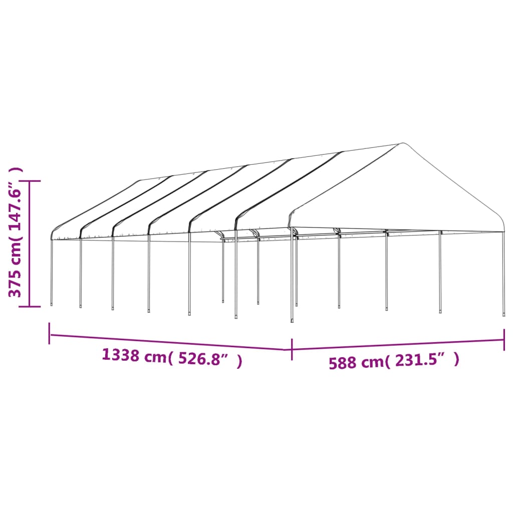 Gazebo con Tetto Bianco 13,38x5,88x3,75 m in Polietilene 3155522