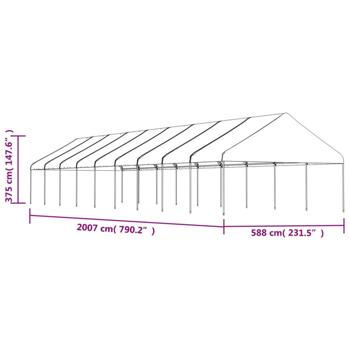 Gazebo con Tetto Bianco 20,07x5,88x3,75 m in Polietilene 3155525