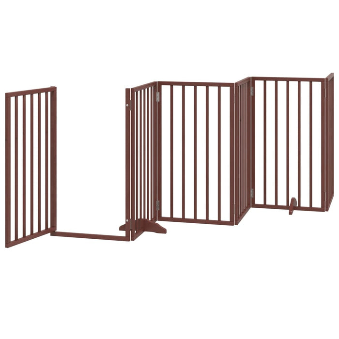 Cancello Cani Porta Pieghevole Marrone 9 Pannelli 450cm Pioppo 3155550