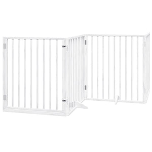 Cancello Cani Porta Pieghevole Bianco 6 Pannelli 480 cm Pioppo 3155565