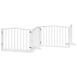 Cancello Cani Porta Pieghevole Bianco 12 Pannelli 640 cm Pioppo 3155618