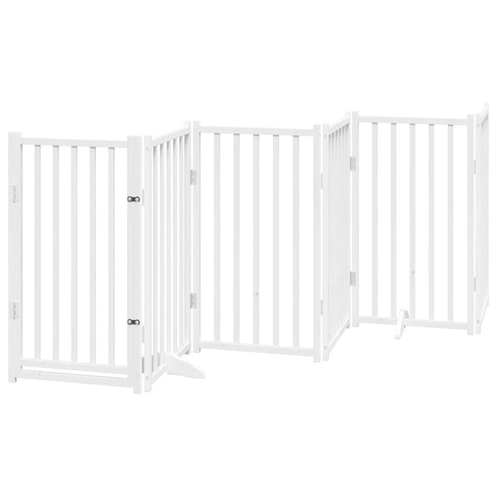 Cancello Cani Porta Pieghevole Bianco 9 Pannelli 450 cm Pioppo 3155706