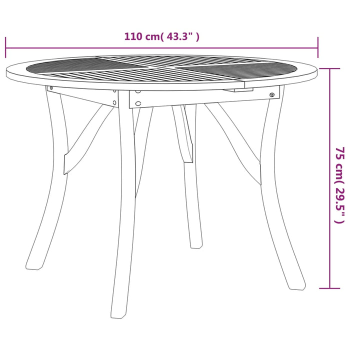 Tavolo da Giardino Ø 110 cm Legno Massello di Acacia 363303