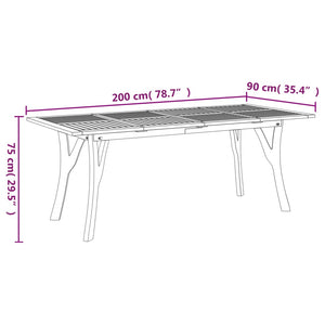 Tavolo da Giardino 200x90x75 cm Legno Massello di Acacia 363309