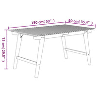 Tavolo da Giardino 150x90x75 cm Legno Massello di Acacia 363310