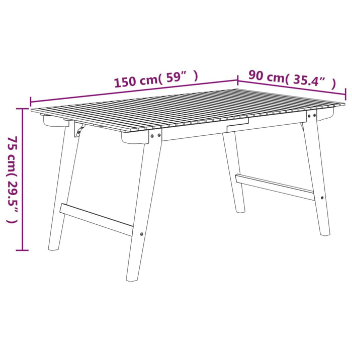 Tavolo da Giardino 150x90x75 cm Legno Massello di Acacia 363310