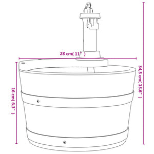 Fontana d'Acqua con Pompa 28x28x34,5 cm Legno Massello di Abete 363334