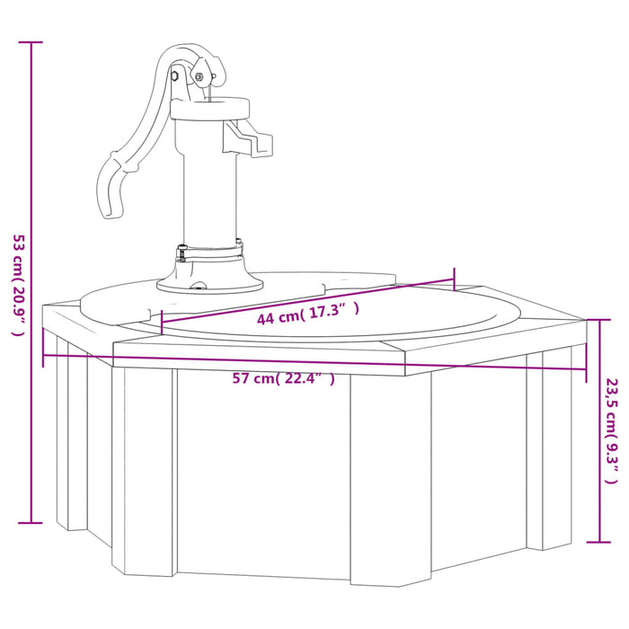 Fontana d'Acqua con Pompa 57x57x53 cm Legno Massello di Abete 363335