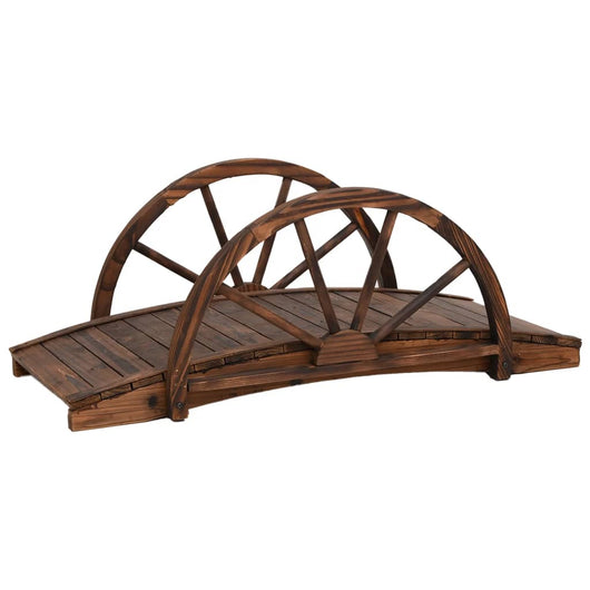 Ponte Giardino con Mezza Ruota 99x50x38 cm Legno Massello Abete 363338