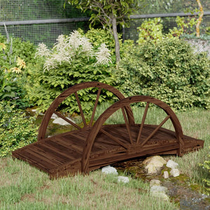 Ponte Giardino con Mezza Ruota 99x50x38 cm Legno Massello Abetecod mxl 102923