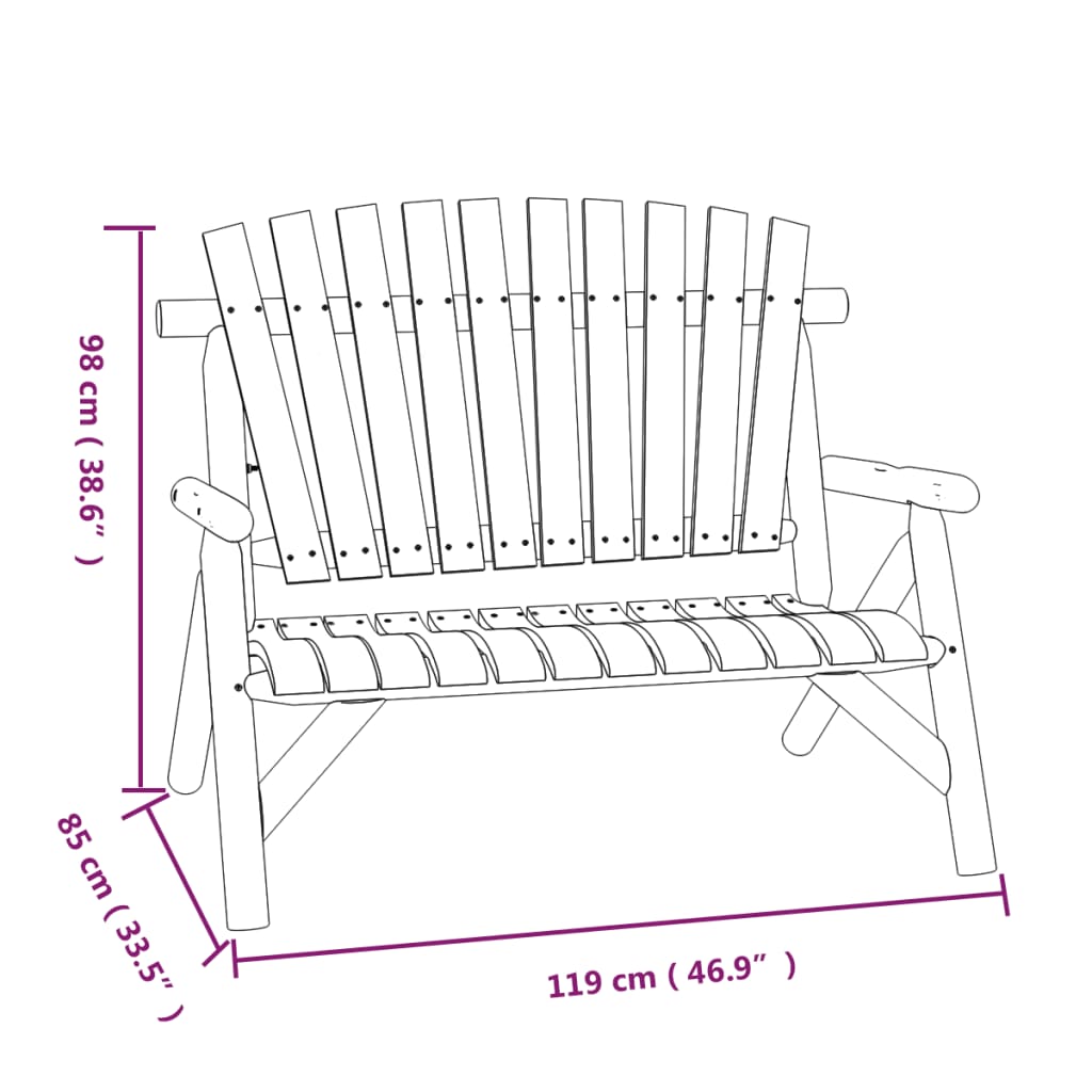 Panca Giardino 2 Posti 119x85x98cm Legno Massello Abete Rosso 363348