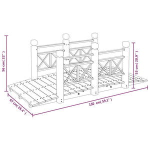 Ponte Giardino Ringhiere 150x67x56cm Legno Massello Abete Rosso 363360