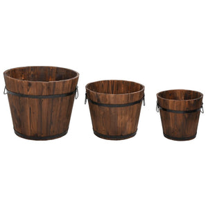 Set Secchi per Fiori 3 pz in Legno Massello di Abete 363361