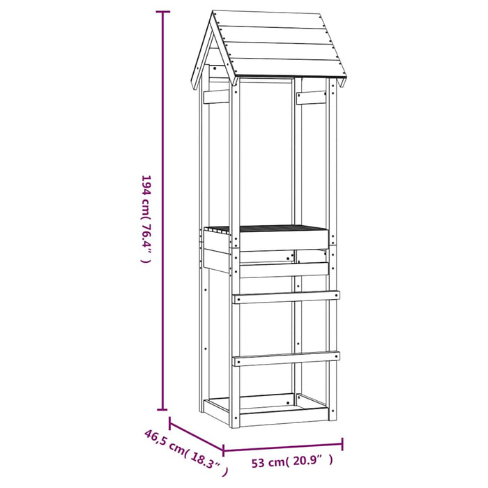 Torre da Gioco 53x46,5x194 cm in Legno Massello di Pino 826526