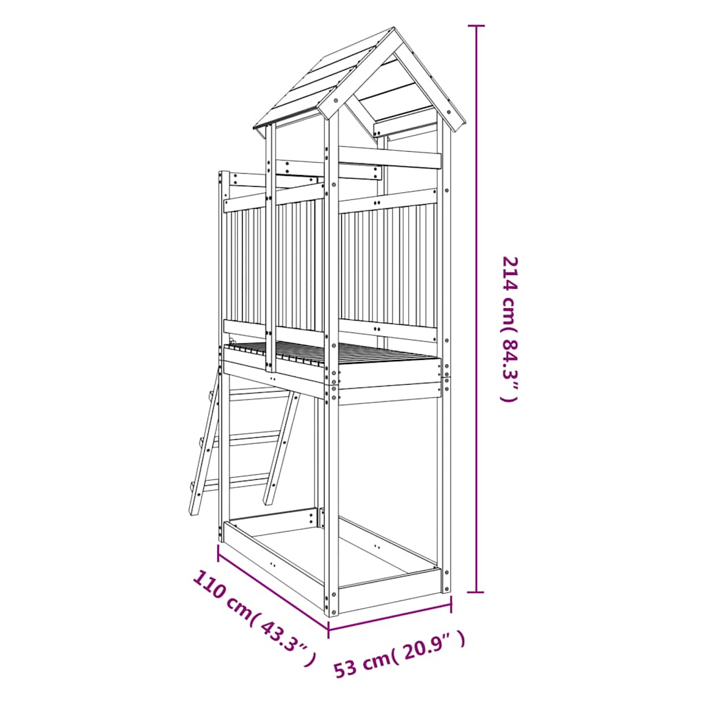 Torre da Gioco con Scaletta 53x110x214 cm in Legno di Pino 826535