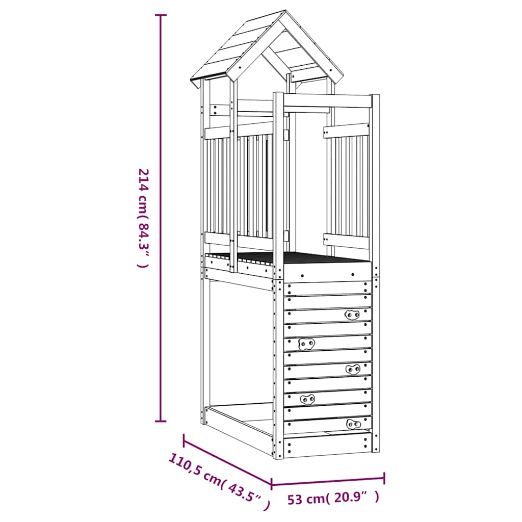 Torre da Gioco con Arrampicata 53x110x214cm in Legno di Douglas 826551