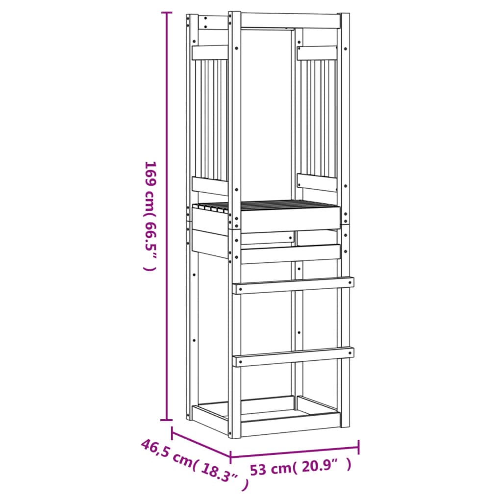 Torre da Gioco 53x46,5x169 cm in Legno Massello di Pino 826577